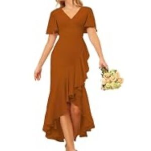 Elegant High Low Brown Dress